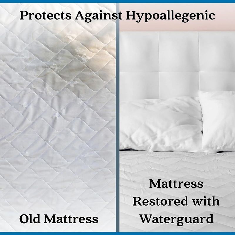 Waterguard Waterproof Quilted Mattress Pad Protector – White, 3 of 10
