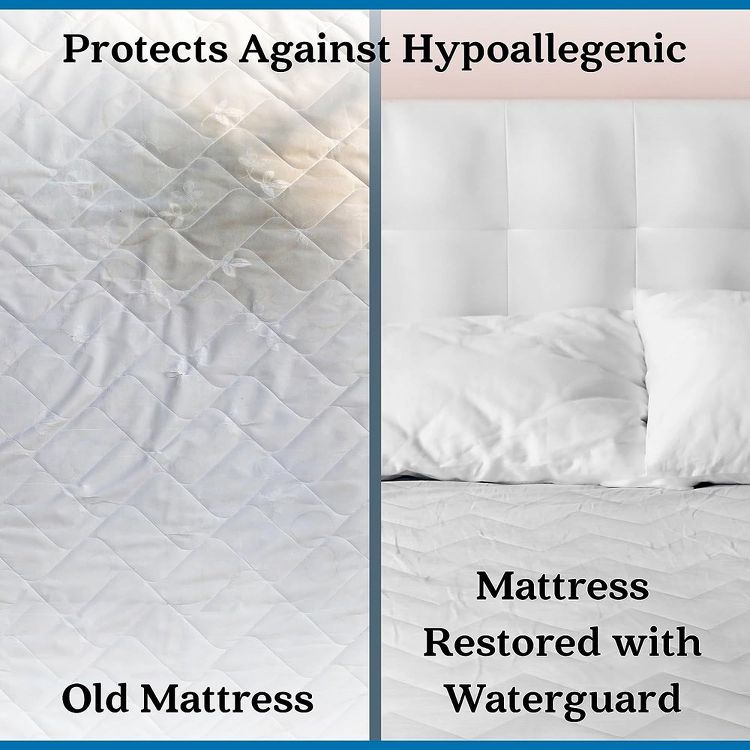 Waterguard Waterproof Quilted Mattress Pad Protector – White, 4 of 9