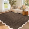 Modern Scalloped Living Room Rugs, Washable Solid Soft Bedroom Carpet Non Slip, Indoor Contemporary Home Decor Rugs - 2 of 4