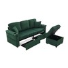 Mocamel Corduroy L-Shaped Sofa Pull-Out Storage Ottoman Pillows 3-Seat USB Charging Cup Holder Convertible Design Living Room Apartment - 3 of 4