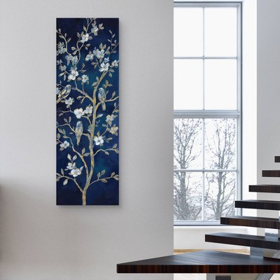 16" x 48" Indigo Spring I by Nan Unframed Wall Canvas - Masterpiece Art Gallery: Vertical Botanical MDF Art for Living Room
