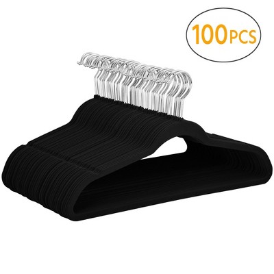 Yaheetech 100pcs Velvet Hangers With Tie Bar Flocked Non Slip 360° Swivel Hook