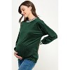 Hello Miz Women's Velvet Striped Neckline Long Sleeve Maternity Sweatshirt Top - 2 of 4