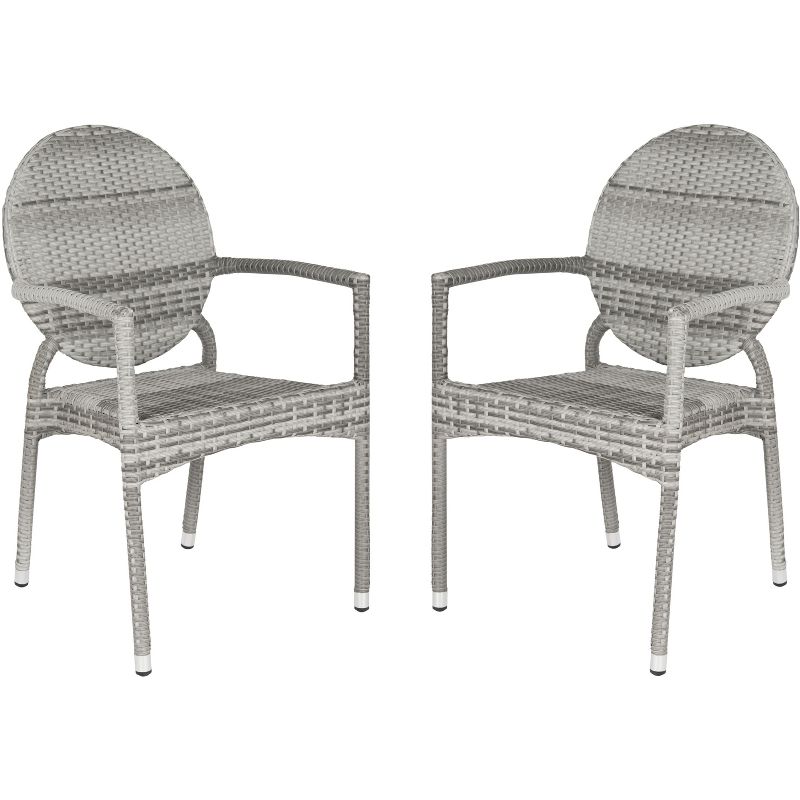 Valdez Indoor Outdoor French Bistro Stacking Arm Chair (Set of 2) - Grey - Safavieh., 1 of 7