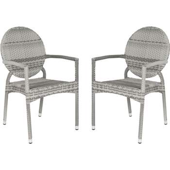 Valdez Indoor Outdoor French Bistro Stacking Arm Chair (Set of 2) - Grey - Safavieh.
