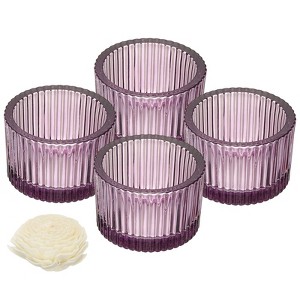 Unique Bargains Centerpiece Decor Round Ribbed Votive Glass Tea Light Holders - 1 of 4