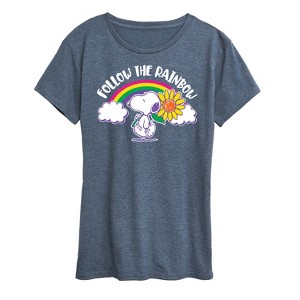 Women's - Peanuts - Follow The Rainbow Short Sleeve Graphic T-Shirt - 1 of 4