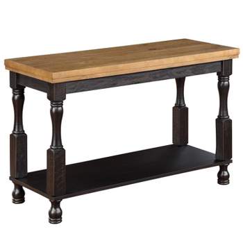 Philoree Wooden Traditional Sofa Table Antique Black and Oak - HOMES: Inside + Out