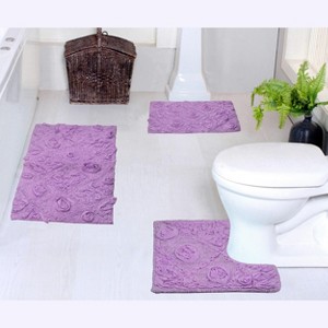 Modesto Bath Rug Bathroom Rugs Set, Washable Rug, Extra Soft and Absorbent bath Rug, Bath Mat Set, Non-Slip, 3 Pcs Set with Contour, Purple - 1 of 4
