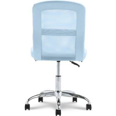 Ergonomic Sky Blue Faux Leather Low-Back Swivel Task Chair
