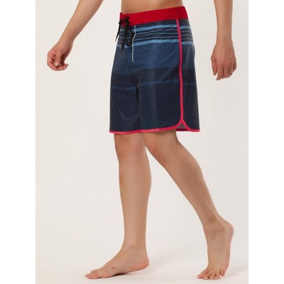 Мужские шорты INSPIRE CHIC Men's Summer Drawstring Color Block Printed Swim Beach Shorts Red Navy 32 — фото 2