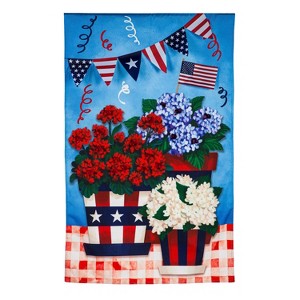 Patriotic Flower Pot House Linen Flag - 1 of 1