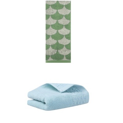 REGALWOVEN Cotton Geometric Absorbent Soft Decorative Hand Towel for Bathroom Hand Face Gym Spa 14" x 30"/13" x 29" 2 Pcs