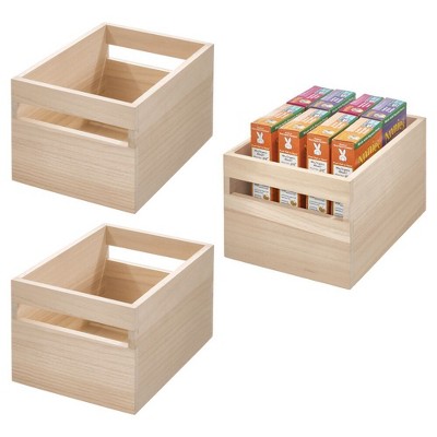 iDesign Stackable Paulownia Wood Pantry Bins - Set of 3 - Natural