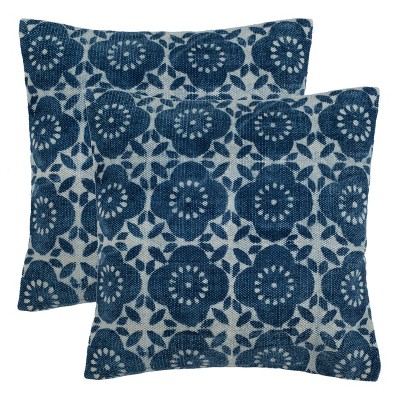 Danity Pillow (Set of 2) - Indigo - 20" X 20"  - Safavieh