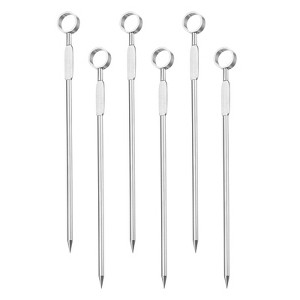 Unique Bargains Reusable Drink Appetizer Stainless Steel Ring Head Cocktail Picks 4.3" Silver - 1 of 4