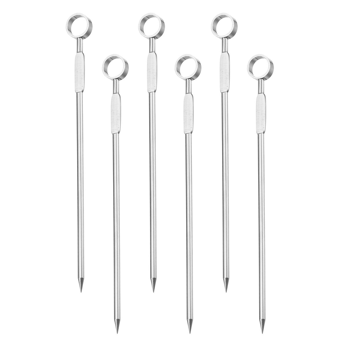 Unique Bargains Reusable Drink Appetizer Stainless Steel Ring Head Cocktail Picks 4.3" Silver