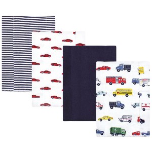 Hudson Baby Infant Boy Cotton Flannel Burp Cloths, Going Places 4 Pack, One Size - 1 of 4
