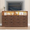 Dresser for Bedroom with Power Outlet, Modern 6 Drawer Dresser Wooden with LED Light, Large Capacity Storage Dressers Bedroom - 4 of 4