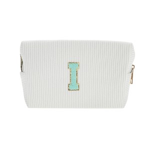 Unique Bargains Portable Corduroy Rectangular Letter Makeup Bag White 1 Pc - 1 of 4