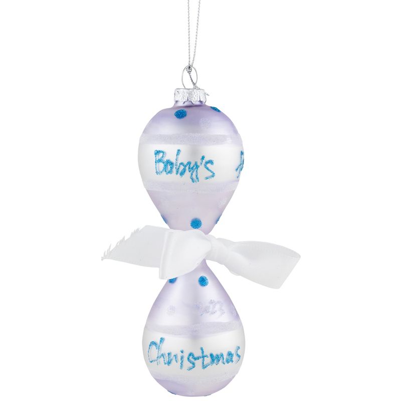 Northlight 5" Baby Boy's First Christmas 2023 Glass Ornament, 3 of 7