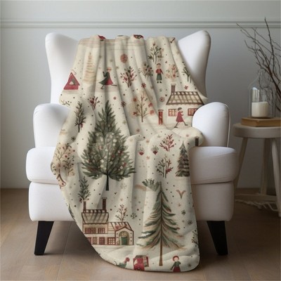 Christmas Blanket,Village Holiday Throw Village Christmas Gift.