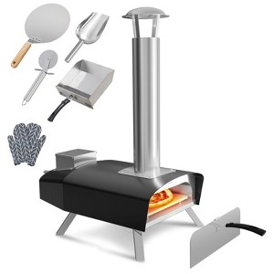 12IN Pizza Oven, Outdoors Stainless Steel Pizza Ovens Wood Pellet with Pizza Stone, Portable Mobile Wood Fired Pizza Stove Ideal for Camping, Party - 1 of 4
