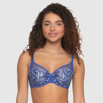 Paramour Women's Lotus Unlined Embroidered Bra - Dazzling Blue 42DD