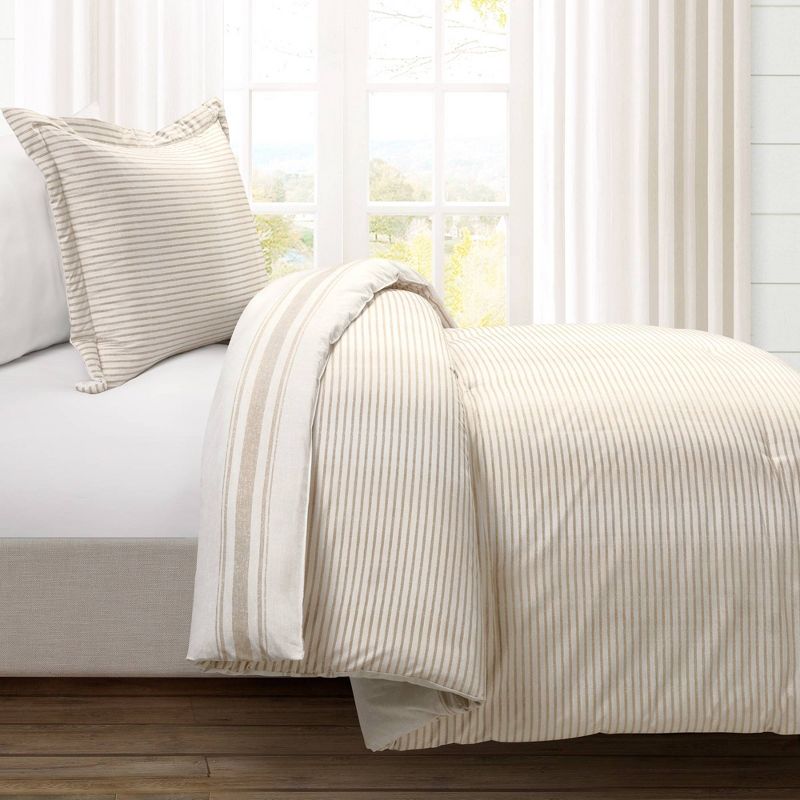 Farmhouse Stripe Reversible Cotton Comforter & Sham Set - Lush D&#233;cor, 4 of 17