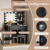 Vanity Desk with Mirror and 3 Lighting Modes, Makeup Vanity with Glass Top and Storage Shelves, Dressing Table with 2 Drawers and Cabinet, Black - 3 of 4
