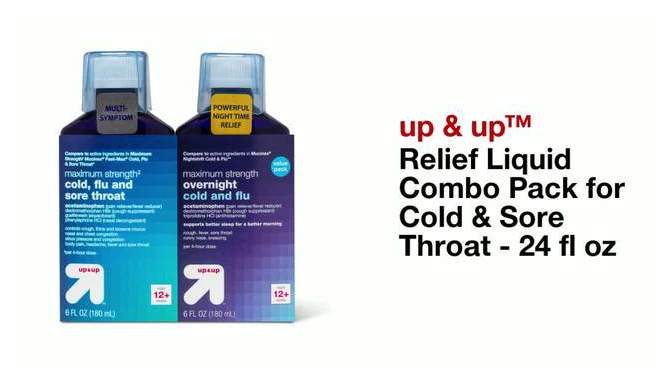 Relief Liquid Combo Pack for Cold &#38; Sore Throat - 12 fl oz - up &#38; up&#8482;, 2 of 4, play video