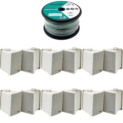 Kicker (6 Pair ) KB6B 2-Way Full Range Indoor Outdoor Speakers (Pair) Weatherproof Speakers for Patio Garage Poolside in-Home, Gray & 400ft Marine ...