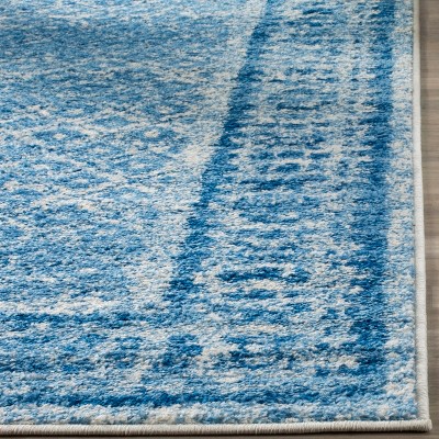 Silver and Blue Synthetic Reversible Runner Rug