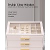Jewelry Box for Women, Glass Lid Jewelry Organizer with 3 Drawers for Necklaces Rings Earrings Bracelets-Light Pink - 4 of 4