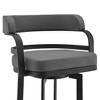 26" Prinz Counter Height Barstool with Gray Faux Leather Black Metal Finish - Armen Living - 3 of 4