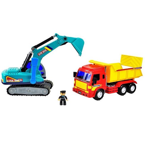 Toy Construction Crane & Dump Truck