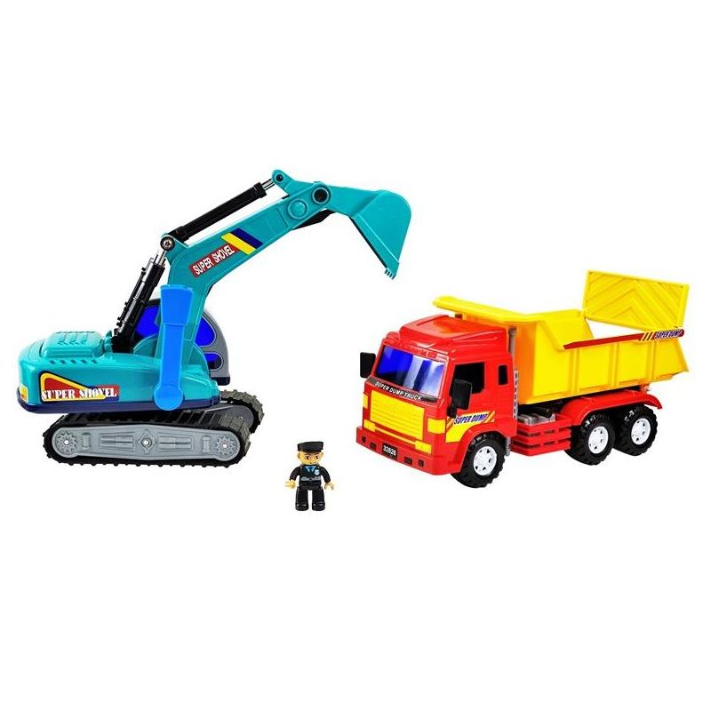 Big Daddy - Medium Sized Heavy Duty Red & Yellow Dump Truck with 360 degree turning Excavator the Construction Toy Set - Combo Set, 1 of 9