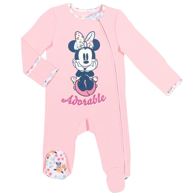 Disney Minnie Mouse Newborn Baby Girls 15 Pc Set Sleep N' Play Coverall Bodysuit Tee Pants Bibs Hat Mitts Blanket 0-6 Months, 5 of 10