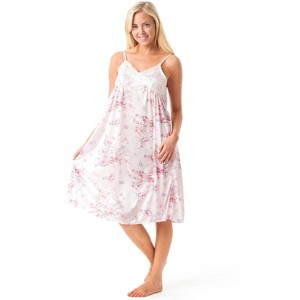 Casual Nights Women's Satin Lace Camisole Nightgown - 1 of 4