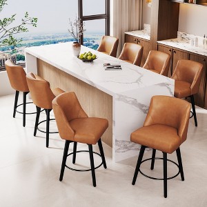 Dyonery 26" Swivel Counter Height Bar Stools with Backrests, Upholstered Seats & Wood Legs for Kitchen Island - 1 of 4