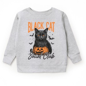 Black Cat Social Club Pumpkin - Toddler Graphic Sweatshirt and Youth Graphic Sweatshirt - 1 of 2