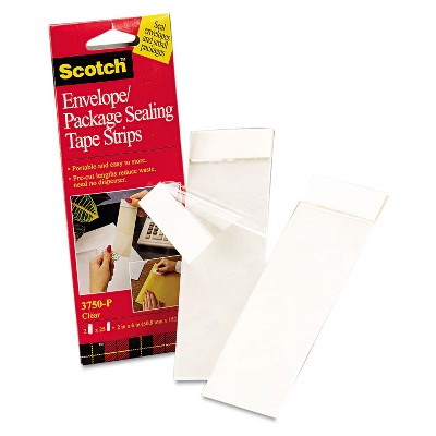 Scotch Envelope/Package Sealing Tape Strips 2" x 6" Clear 50/Pack 3750P2CR