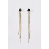 Slickblue Women's Fashion Earrings, Black Triangle Stone with Gold Tassel Long Drop Design, 5", Alloy - 2 of 2