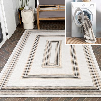JONATHAN Y Argo Classic Nautical Mitre Stripe Reversible Machine-Washable Indoor/Outdoor Area Rug