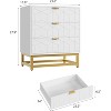 3-Drawer Wood Dresser w/Gold-Tone Handles - Bedroom Storage Chest for Closet & Nightstand Use - 2 of 4