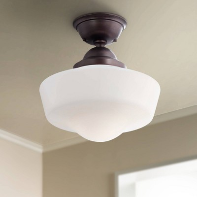 Brushed Bronze Opal Glass Semi-Flush Mount Light
