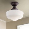 Minka Lavery Farmhouse Ceiling Light Semi Flush Mount Fixture 13 3/4" Dark Brushed Bronze Opal White Glass for Bedroom Living Room - 2 of 3