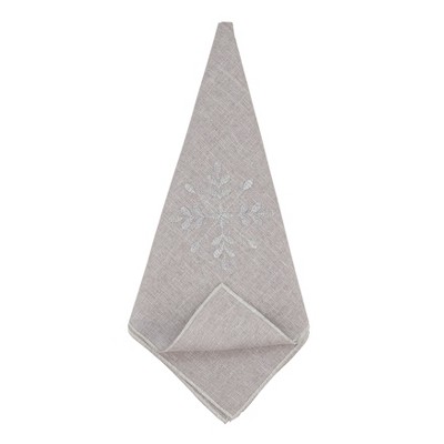 Silver Embroidered Snowflake Design Table Napkins, Set of 4