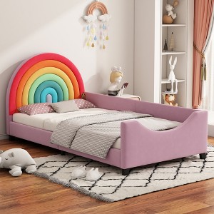Lycvki Rainbow Upholstered Twin Daybed Princess Bed - 1 of 4