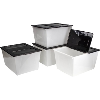 Storex 16gal 4pk Storage Totes with Folding Lid - White